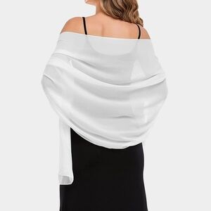 White Chiffon Scarf 68 Inches Long Style Shawl Plain Simple Casual